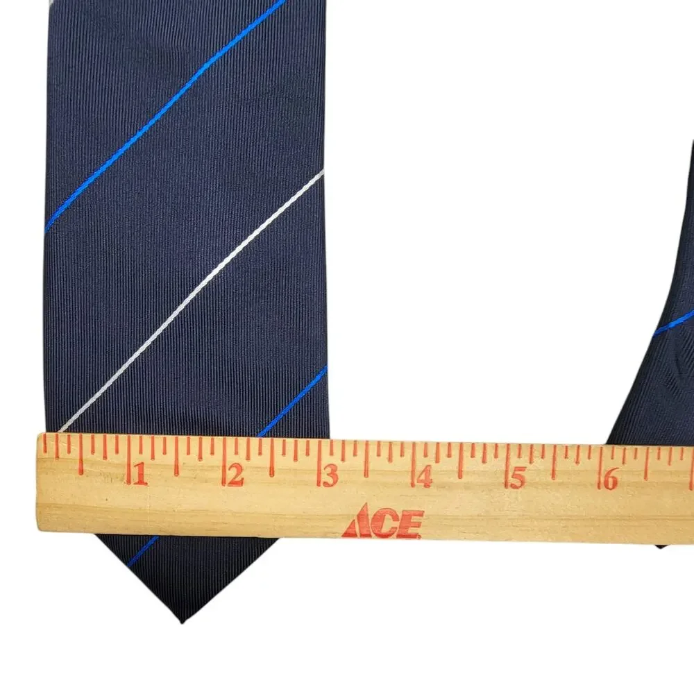BOSS Hugo Boss Silk Tie Navy Blue Diagonal Stripe Made in Italy Mens Classic